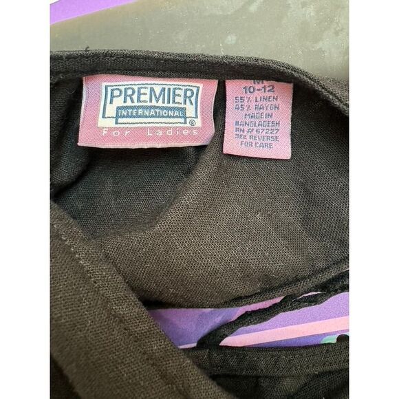 Vintage Embroidered Linen Blend Dress Daisy Black - Size Medium 10 - 12 - Picture 8 of 12